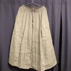 【無印良品】リネン カーキロングスカート Lサイズ