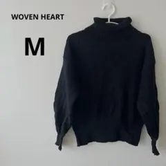 値下げOK‼️WOVEN HEART 【M】ブラック タートルネック ニット