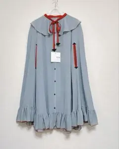 KIN 芸能人着用✨新品・タグ付　洗える シルク！ ポンチョ 青　オオシマレイ