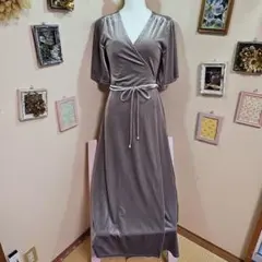 ザラ とても素敵なチャコールグレー ベルベット ラップワンピース