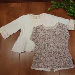 【Biqett club】花柄カットソー 長袖Tシャツ90cm ２枚セット