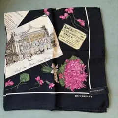 BURBERRY 花柄 シルクハンカチ