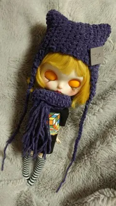 ✾アイシードール✾猫耳ニット帽《083》マフラー+ブローチ付き✾