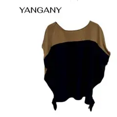 B1110YANGANY半袖ブラウスドルマンスリーブ配色オフィスカジュアルのサムネイル