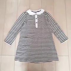 セラフ　ワンピース　ボーダー　長袖ロンティー　襟付き　長袖ワンピース　Ｔシャツ