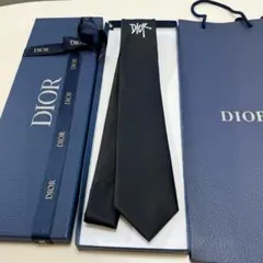 DIOR ネクタイ ブラック シルク ロゴ メンズ ビジネス フォーマル