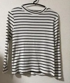 【新品未使用】ストライプ リブ編み 長袖 トップス M