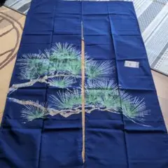 蓮の葉柄 のれん 藍色系 和風インテリア - メルカリ