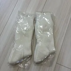 リブ編みクリーム色ソックス26-28 2足セット