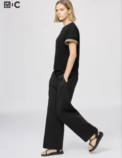 【新品未使用】UNIQLO C スウェット ストレート パンツ ブラック XL