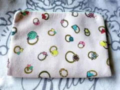 ツモリチサト★指輪柄 トラベルポーチ マルチポーチ ピンク★パイル地 バッグイン