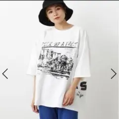 WEB限定 RODEO CROWNS ウォッシュ切替ビッグTシャツ ホワイトのサムネイル