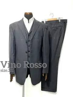 美品【L】Vino Rosso ヴィーノ・ロッソ スーツ チェック グレー LIVERANO & LIVERANO リベラーノ】未使用品 フィレンツェ仕立て 合い物