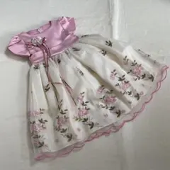花柄刺繍ドレス ピンク 110cm フォーマル　発表会　コサージュ付き