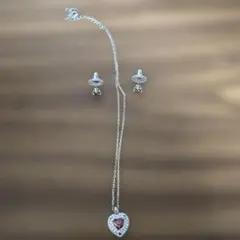 Swarovski heart motif necklace and earring set