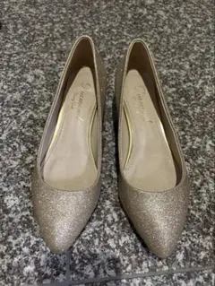 グリッターゴールドポインテッドトゥパンプス