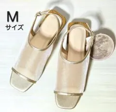 【新品タグ付】tal. by yumi. シアー サンダル ゴールドM しまむらのサムネイル