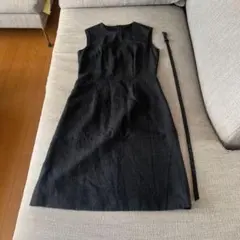 INÉD ノースリーブひざ丈ワンピース 2 ブラック ベルト付き