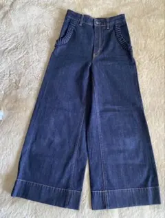GU ダークブルーワイドレッグデニム size M