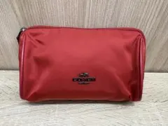 COACH ポーチ レッド ナイロン