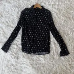 H&M ペイズリー柄シャツ 黒 Sサイズ 長袖トップス