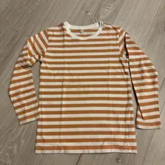 130cm 長袖カットソー オレンジと白のストライプ 無印良品　長袖Tシャツ