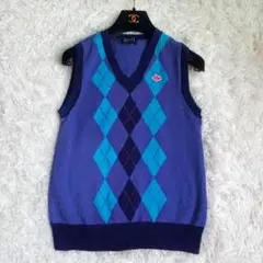 極美品✨パーリーゲイツ ゴルフウェアニットベスト ロゴ アーガイル柄 レディース