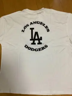 MLB公式　ドジャース　半袖　ロゴ刺繍　レディース　LA　ホワイト　Lサイズ