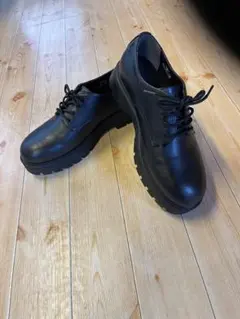 GUチャンキーソールプレントゥレザーシューズ メンズ25cmブラック美品