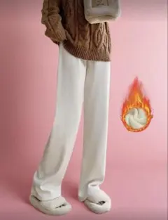 ホワイト ワイドパンツ ゴムウエスト