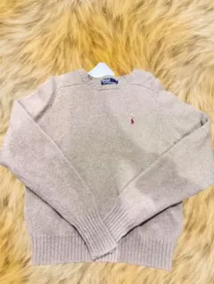 Polo Ralph Lauren ベージュ クルーネックセーター100%ウール