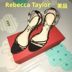 【美品】黒いストラップヒール ビーズ装飾付きのサムネイル