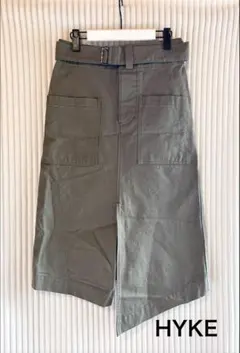 【美品】HYKE ハイク アシンメトリー ミリタリースカートライトカーキ 1
