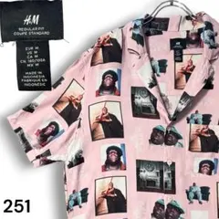 H&M ノトーリアス・B.I.G.総柄レーヨンシャツ ピンク M ヒップホップのサムネイル