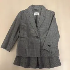 ZARA チェックジャケット、スカートセットアップ