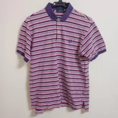 FRED PERRY フレッドペリー/ 日本製 半袖ポロシャツ L 紫 ボーダー