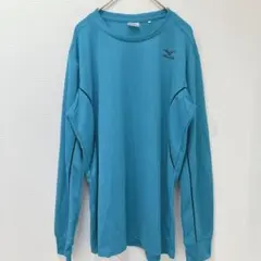 MIZUNO ミズノ 長袖 Tシャツ L ターコイズブルー ロゴ ユニセックス