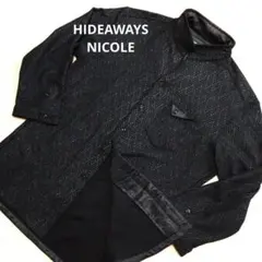 HIDEAWAYS NICOLEヘリンボーン　長袖シャツ 黒　スタンドカラー