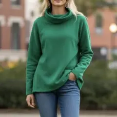 美品 ランズエンド Lands' End セーター S 緑 タートル 長袖のサムネイル