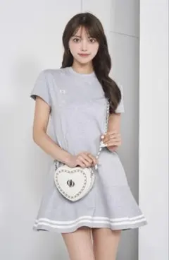 Darich ラインカットフレアミニワンピース グレー free