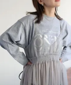 新品ap retro ロゴプリント長袖Tシャツ カットソーグレーアプレトロロンTのサムネイル