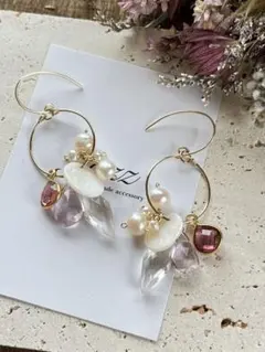 14kgf ボリュームピアス ~ピンクトパーズ~