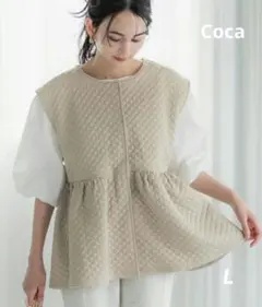 Coca コカ ペプラムキルティング ベージュ ベスト L