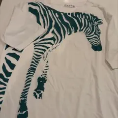 ゼブラ柄プリント 半袖Tシャツロング丈のサムネイル