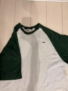 グレー/グリーン ラグランTシャツ
