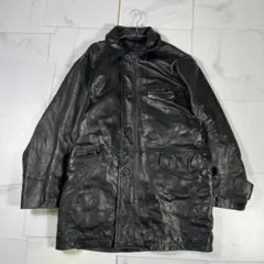 deuxieme de Bato Loco レザーカーコート S 本革 ブラック