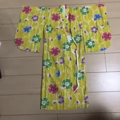 子供用 浴衣 花柄 黄色 100から110cm 汚れあり　3歳から4歳用