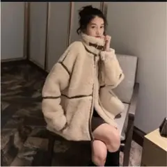 子羊の毛 暖かい ジャケット もこもこ 中綿コート ムートンコート アウター