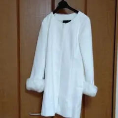 ノーカラーコート 白 ホワイト ロングコート CECIL McBEE セシル