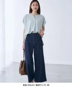 ロペピクニック　ウエスト革命デニム　ワイドパンツ ブルー　40